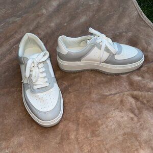 Madden Girl White & Gray Sneakers - Size 8